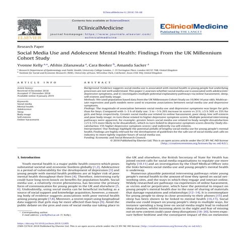 Social Media Use and Adolescent Mental Health: Findings From the UK ...