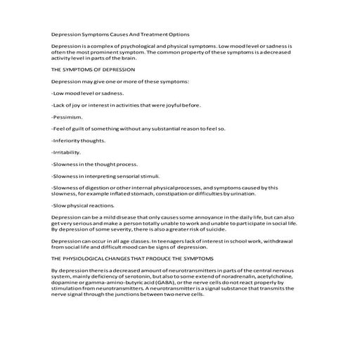 Causes and effects of depression | PPTX