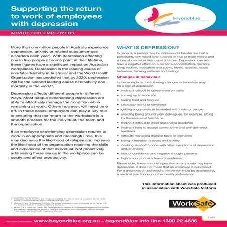 Depression   supporting the return to work of employees