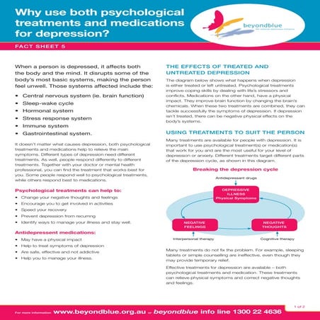 Depression   why use both psychological treatments and medications