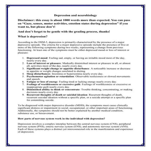 Depression and neurobiology.docx