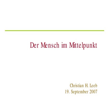 Der Mensch Im Mittelpunkt
