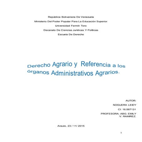  DERECHO AGARIO INSTITUCIONES QUE LO COMPONEN