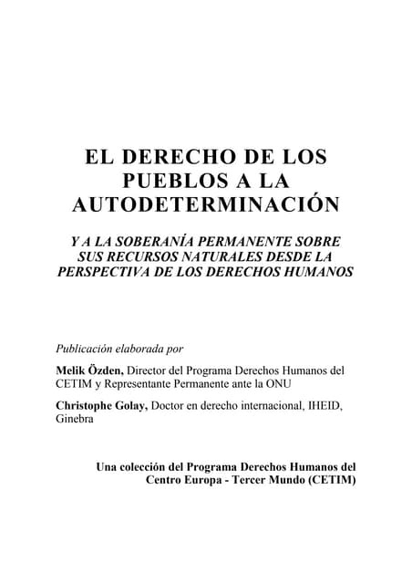 Derecho de los pueblos a la  auto determinación