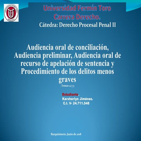 Derecho procesal penal ii presentacion  powerpoint karsherlyn..2