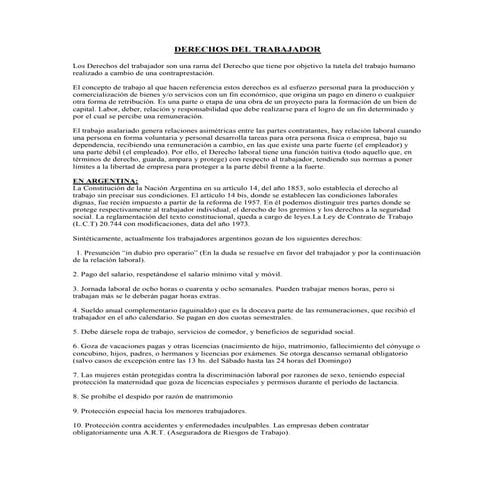 Derechos del trabajador