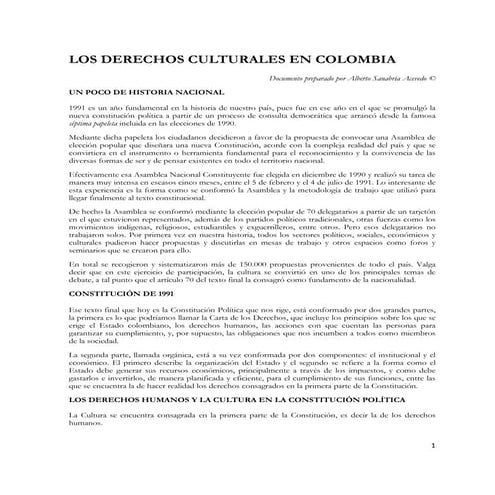 Derechos culturales en colombia por Alberto Sanabria Acevedo