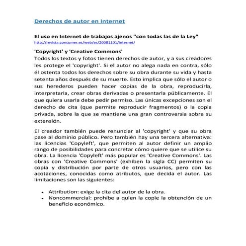 Derechos de autor en internet