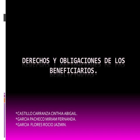 Derechos y obligaciones de los beneficiarios..ley general de salud