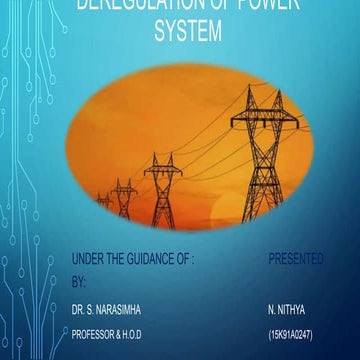Deregulation of power sytem