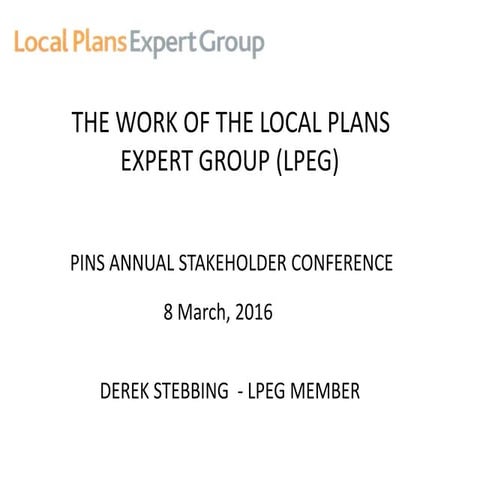 Derek stebbing local plans expert group