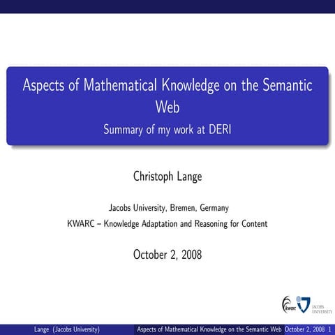 Aspects of Mathematical Knowledge on the Semantic Web