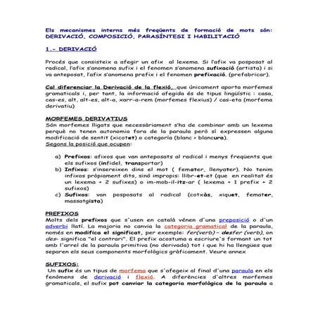 Derivació, composició i habilitació