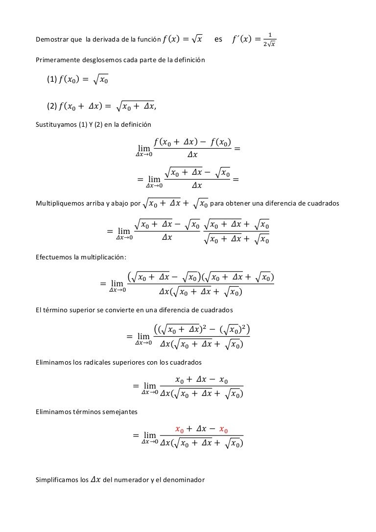 Derivada De Raiz Cuadrada De X Derivada de raiz cuadrada
