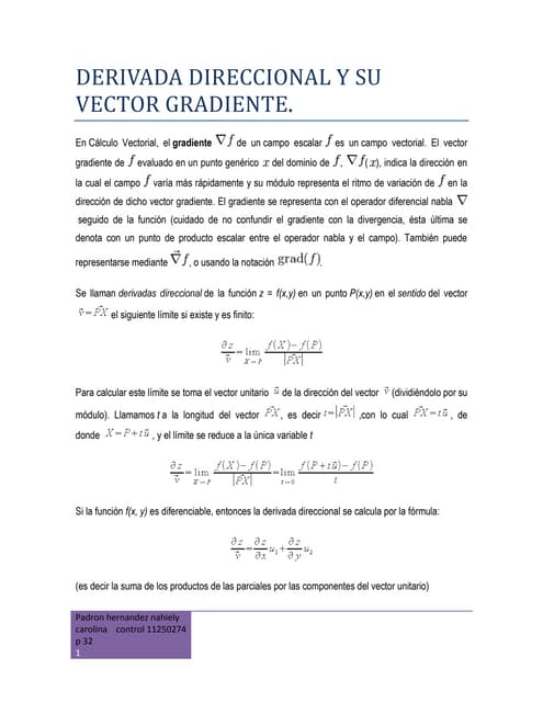 Gradiente, Definición, Prepiedades, Ejercicios | PDF