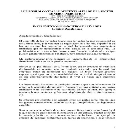 Derivados financieros lzl i simposium mineria