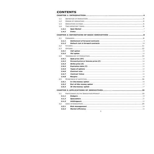 Derivatives future, options