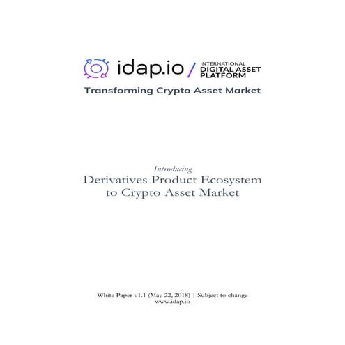 Derivatives product ecosystem to crypto asset market   idap.io