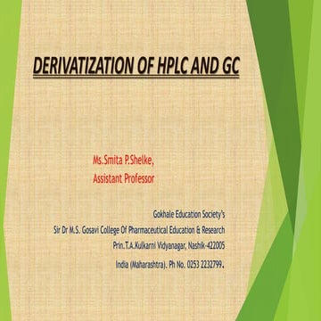 Derivatization in HPLC & GC