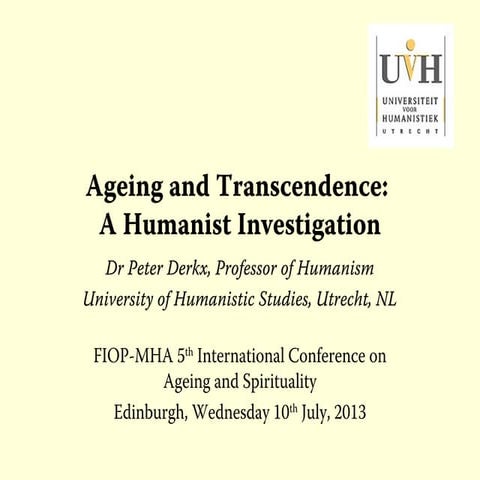 Peter Derkx - Ageing and Transcendence: A Humanist Investigation