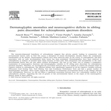 Dermatoglyphic anomalies and neurocognitive deficits in sibling