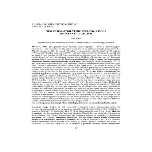 Dermatoglyphic investigations on infantile autism