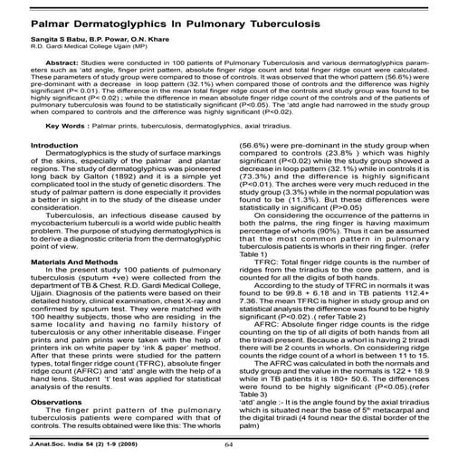 Dermatoglyphics in pulmonary tuberculosis