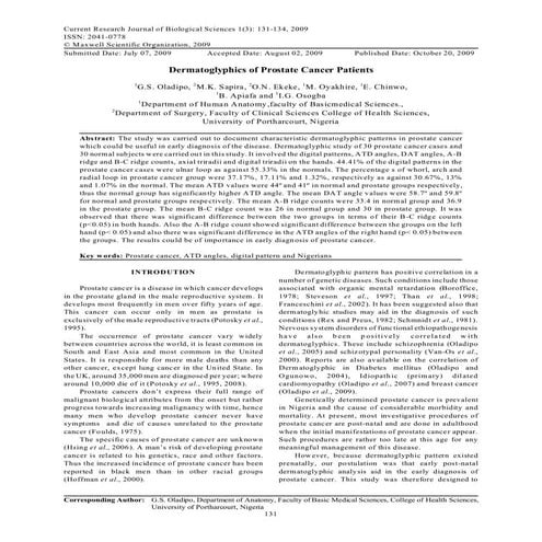 Dermatoglyphics of prostate cancer patients