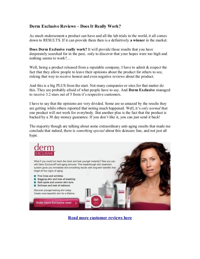 Derm Exclusive Reviews A Top Anti Aging System!