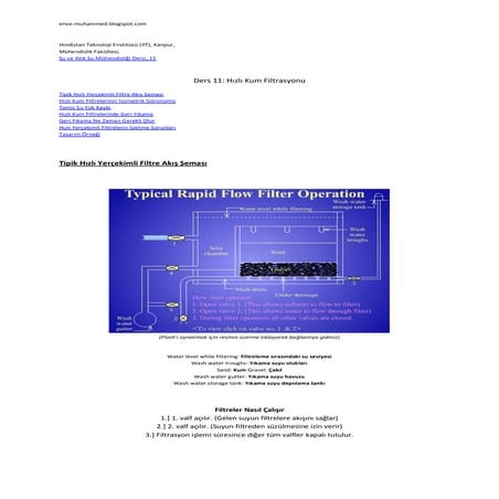 Ders 11   Hızlı Kum Filtrasyonu