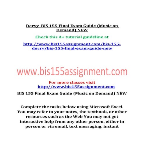 Dervy  bis 155 final exam guide  music on demand  new