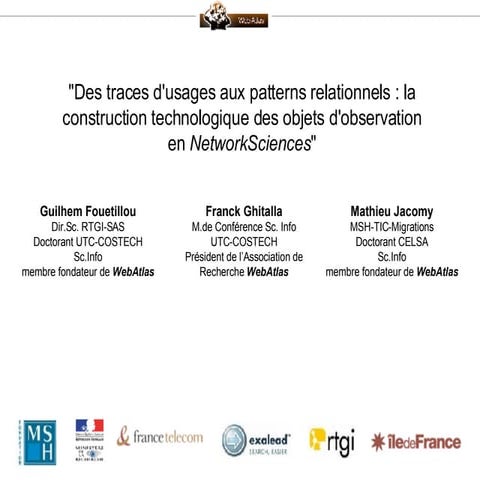 Des traces d'usages aux patterns relationnels : la construction technologique...