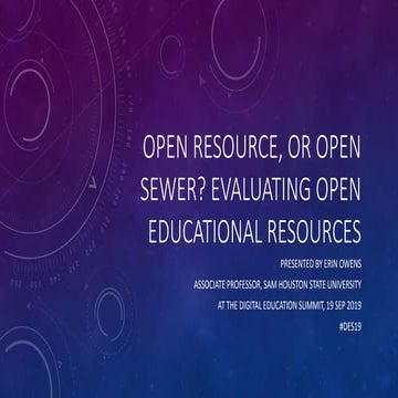 Open Resource, or Open Sewer? Evaluating Open Educational Resources