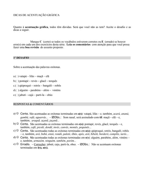 Acentuacao grafica exercicios | PDF