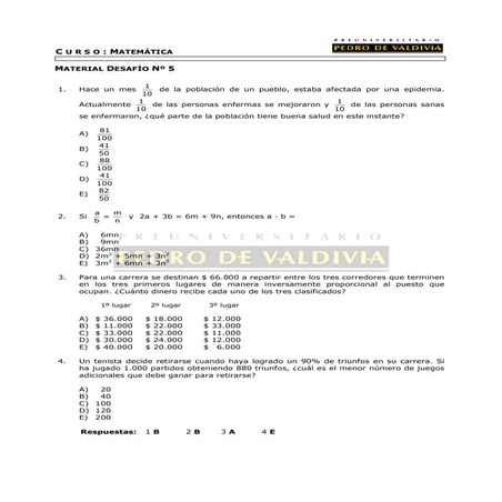 PDV: Matemática Desafío N°5 (2012)