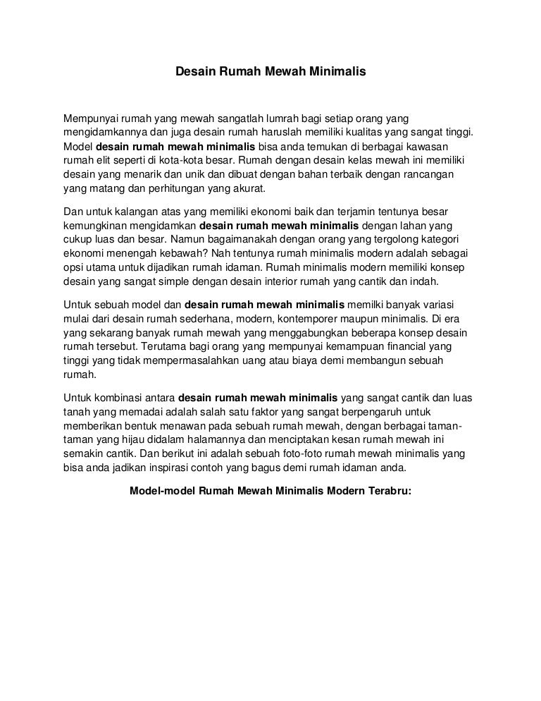 Desain Rumah Mewah Minimalis