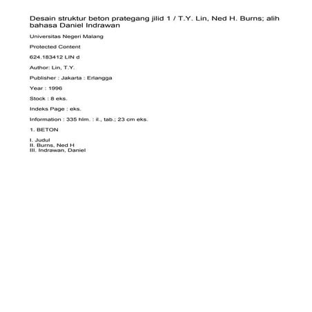 Desain struktur beton prategang jilid 1   t.y. lin, ned h. burns; alih bahasa...