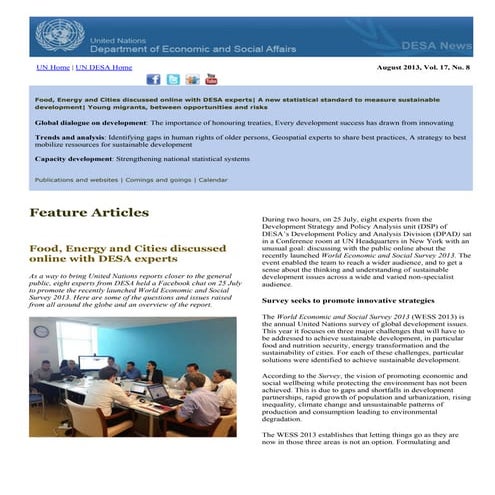 DESA News August 2013