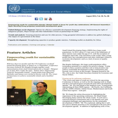 DESA News, August 2014