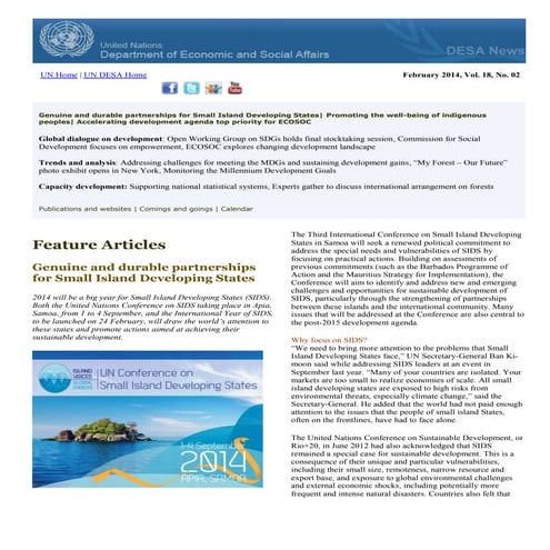 DESA News, February 2014