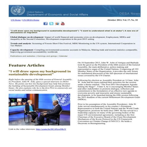 DESA News, October 2013