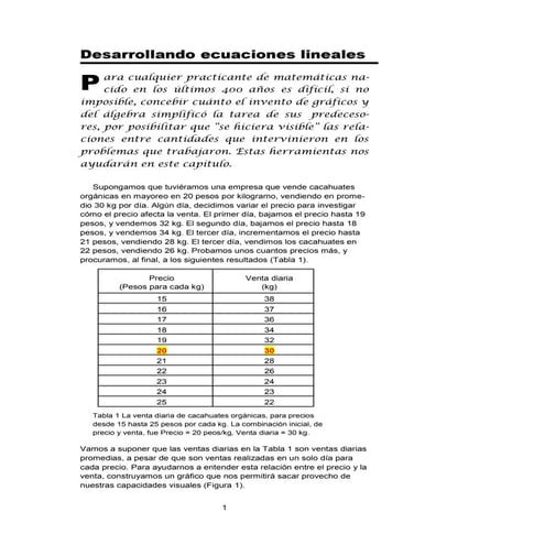 El desarrollo de ecuaciones lineales
