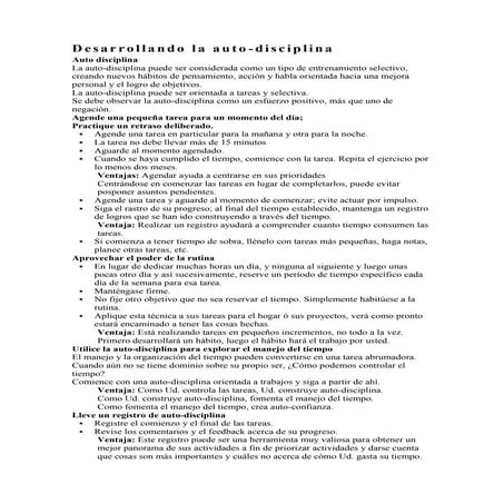 El Poder De La Autodisciplina Guia De Estudio | PDF