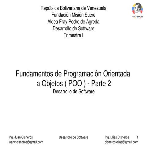 Desarrollo de Software fundamentos POO 2da Parte subido JHS