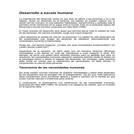 Desarrollo a escala humana