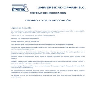 Desarrollo de la negociación