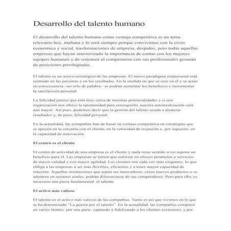 Desarrollo del talento humano