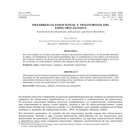 Desarrollo emocional en autismo