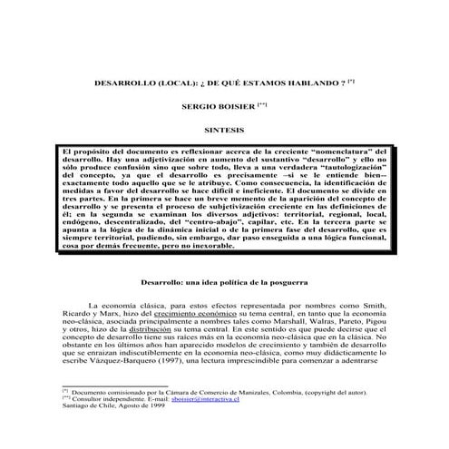 Desarrollo (local). de qué estamos hablando