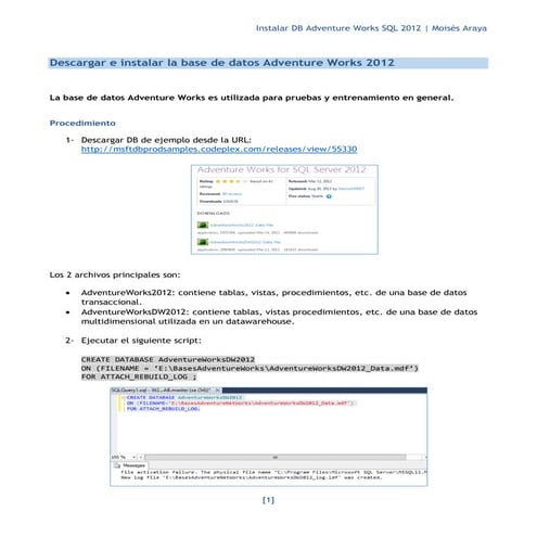 Instalar DB Adventure Works SQL Server 2012 | PDF